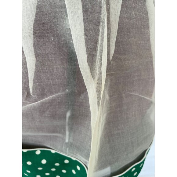 Vintage 1950s Half Apron Organdy Linen Gree Polka dot Original tags - Picture 10 of 11